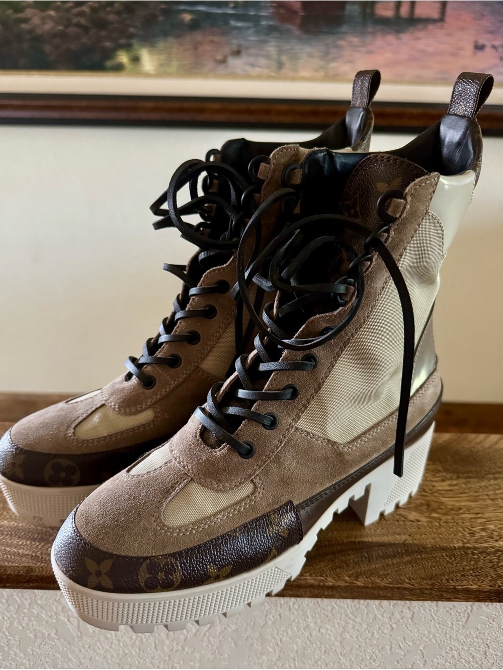 Louis Vuitton Laureate Platform Desert Boots Size 38.5 MA1107 - Ships Same Day!